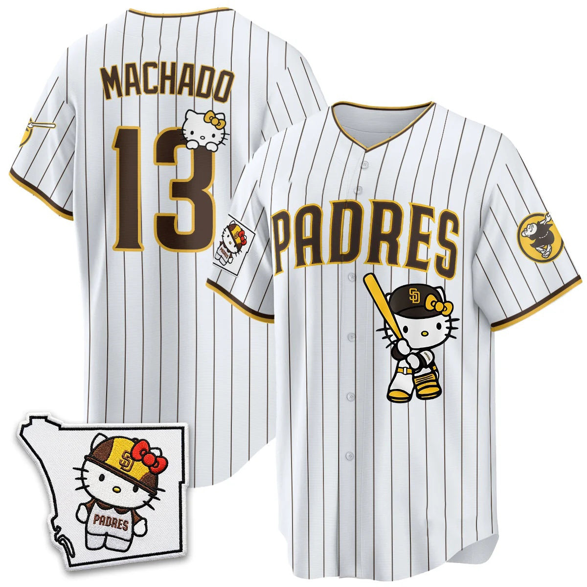San Diego Padres #13 Manny Machado Pinstripe White Fotopoulosg Meow KT Vapor Limited All V2 Stitched Jersey