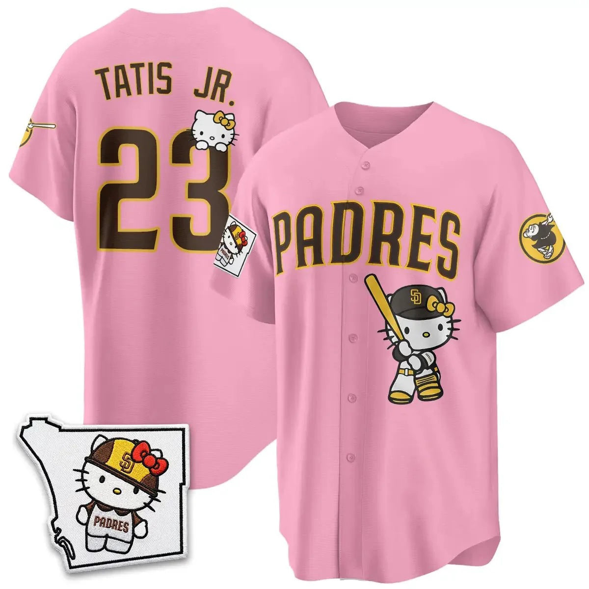 San Diego Padres #23 Fernando Tatis Jr. Pink Fotopoulosg Meow KT Vapor Limited All V2 Stitched Jersey