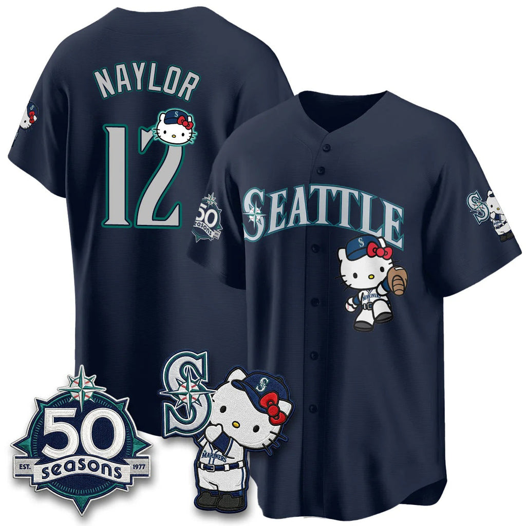 Seattle Mariners #12 Josh Naylor Meow KT Night Navy Fotopoulosg Limited Jersey - All Stitched V2