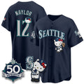 Seattle Mariners #12 Josh Naylor Meow KT Night Navy Fotopoulosg Limited Jersey - All Stitched V2