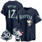 Seattle Mariners #12 Josh Naylor Meow KT Night Navy Fotopoulosg Limited Jersey - All Stitched V2