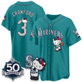 Seattle Mariners #3 JP Crawford Meow KT Night Aqua Fotopoulosg Limited Jersey - All Stitched V2