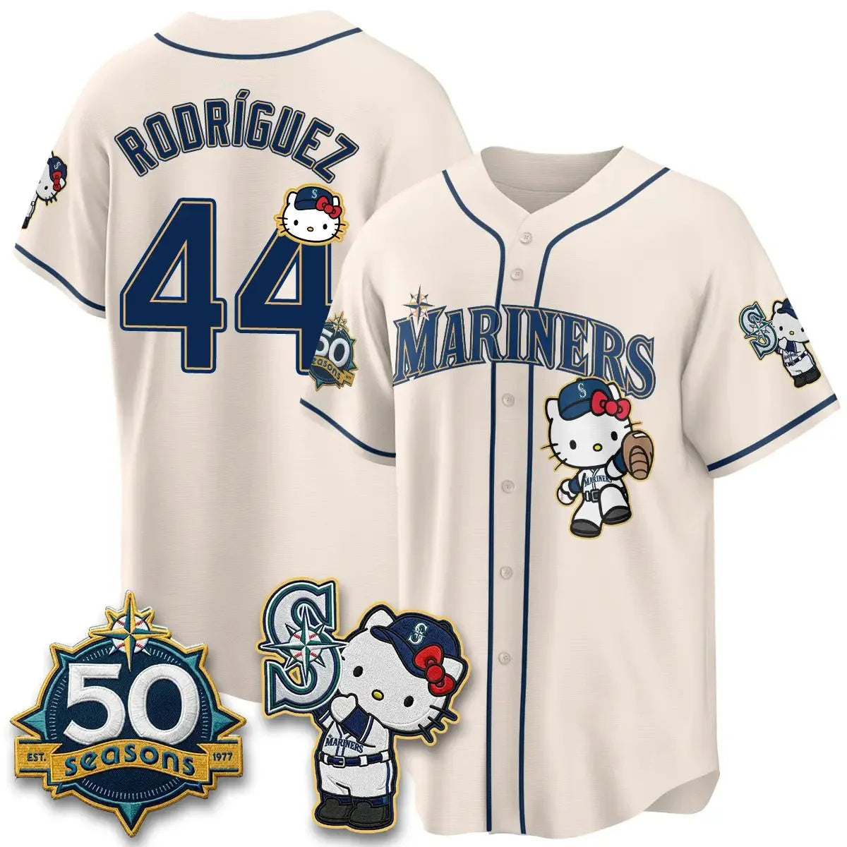 Seattle Mariners #44 Julio Rodr¨ªguez Meow KT Night Cream Fotopoulosg Limited Jersey - All Stitched V2