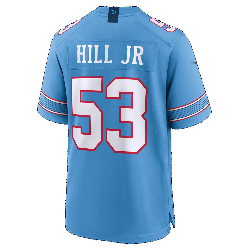 T.Titans #53 Anthony Hill Jr. Light Blue Team Game Football jersey Fotopoulosg