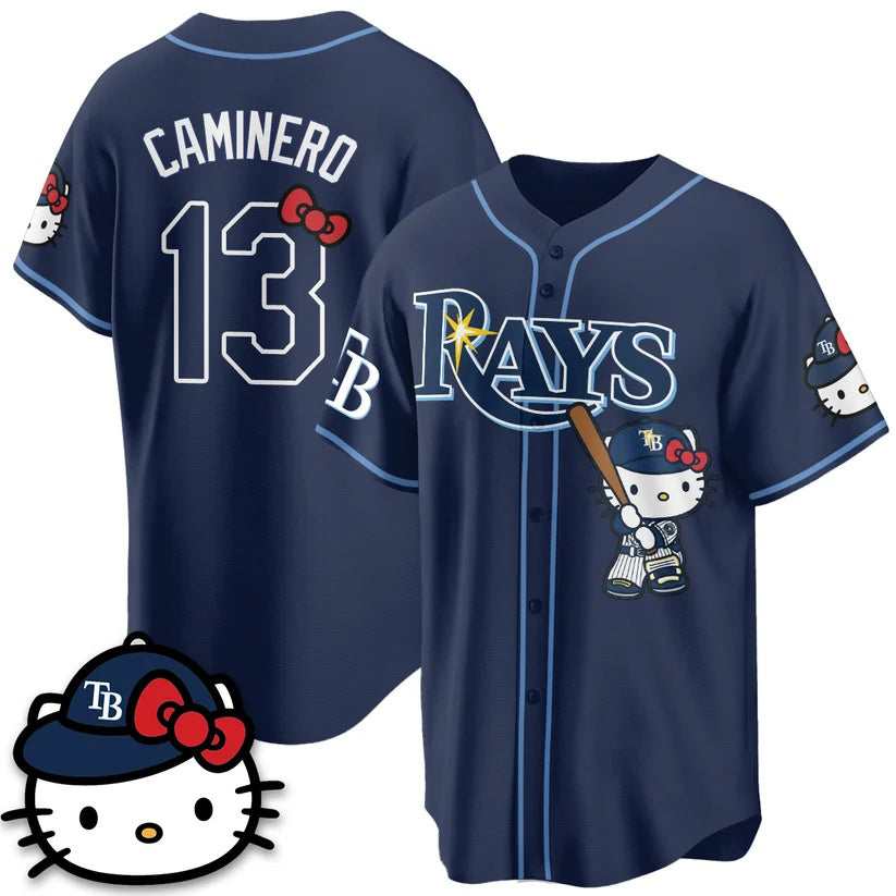 Tampa Bay Rays #13 Junior Caminero Navy Fotopoulosg Meow KT Edition Vapor Limited Stitched Jersey