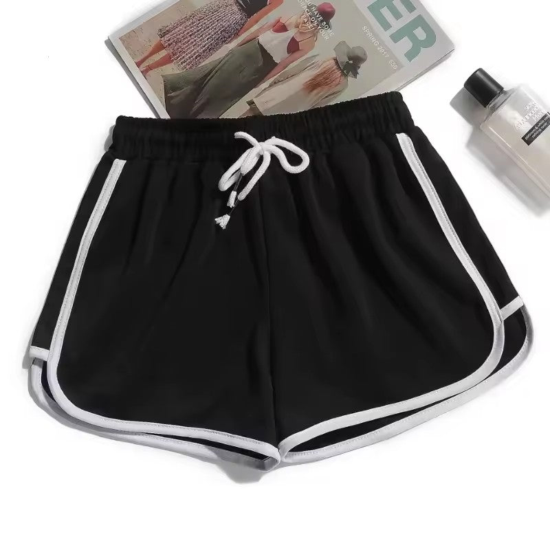 Women Striped Casual Shorts Korean Harajuku Loose All Match Sports Shorts Summer Fashion Simple Yoga Thin Mini Shorts Female Black