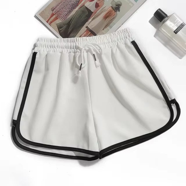 Women Striped Casual Shorts Korean Harajuku Loose All Match Sports Shorts Summer Fashion Simple Yoga Thin Mini Shorts Female White
