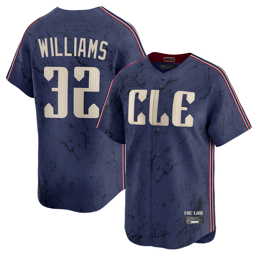 Cleveland Guardians #32 Gavin Williams Player Navy Fotopoulosg City Connect Limited Home Stitched Jerseys