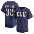 Cleveland Guardians #32 Gavin Williams Player Navy Fotopoulosg City Connect Limited Home Stitched Jerseys