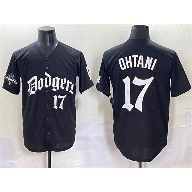 Los Angeles Dodgers #17 Shohei Ohtani Black Fotopoulosg 2025 LA Gothic Style With 2024 World Series Champions Patch Vapor Premier Limited Stitched Jersey