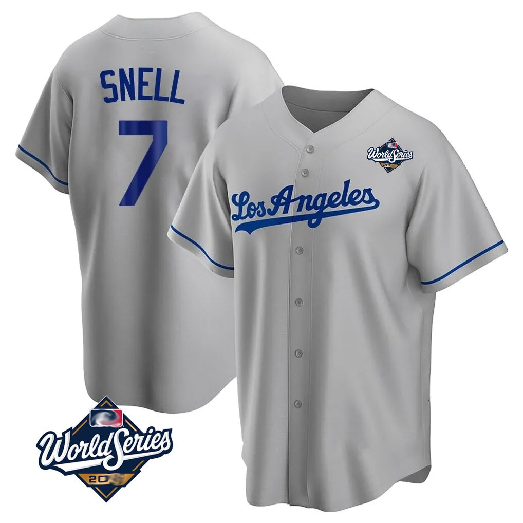 Los Angeles Dodgers #7 Blake Snell Player Gray Fotopoulosg World Series Road Game Stitched Jerseys