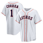 Houston Astros #1 Carlos Correa White Fotopoulosg Home Replica Jersey
