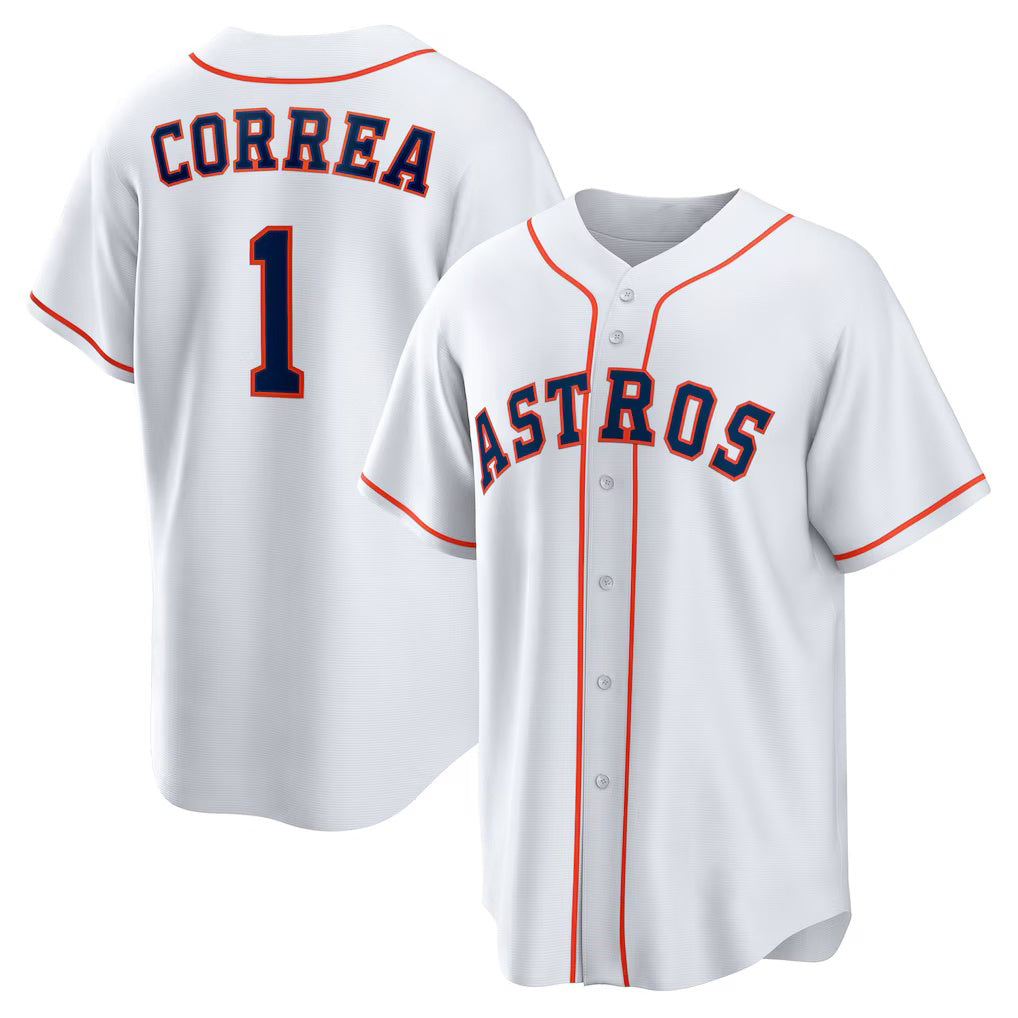 Houston Astros #1 Carlos Correa White Fotopoulosg Home Replica Jersey