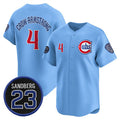 Chicago Cubs #4 Pete Crow-Armstrong Blue Fotopoulosg 'Ryne Sandberg Tribute' Vapor Limited V2 Stitched Jersey
