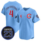 Chicago Cubs #4 Pete Crow-Armstrong Blue Fotopoulosg 'Ryne Sandberg Tribute' Vapor Limited V2 Stitched Jersey