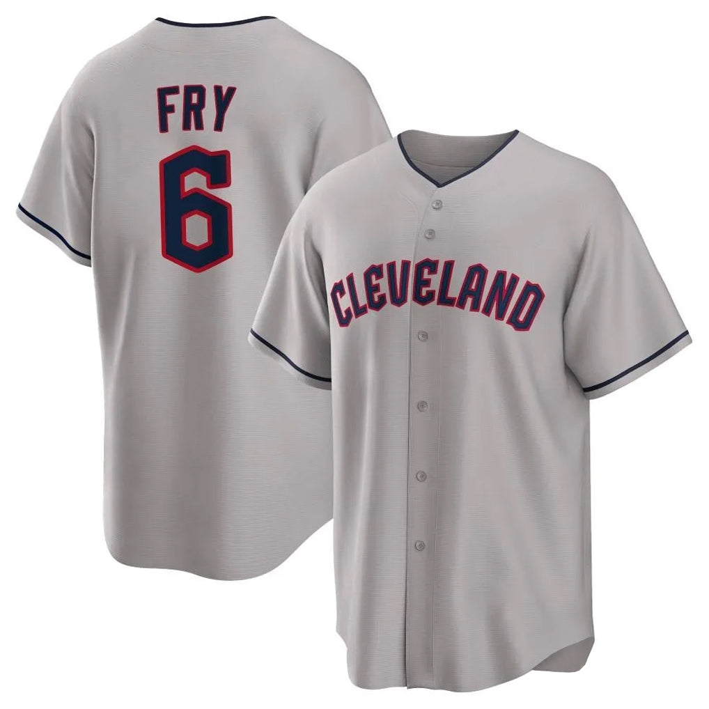 Cleveland Guardians #6 David Fry Player Gray Fotopoulosg Game Home Stitched Jerseys