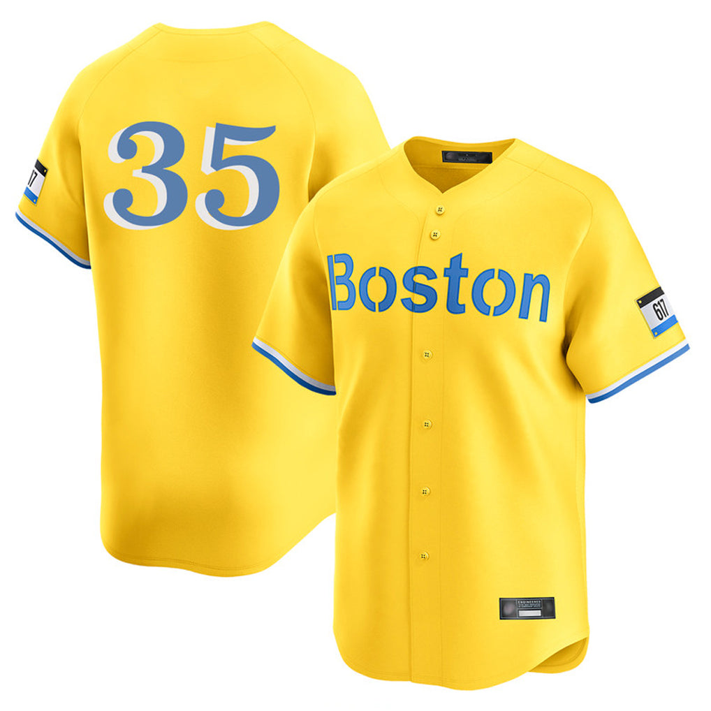 Boston Red Sox #35 Garrett Crochet Player Yellow Fotopoulosg Limited Home Game Stitched Jerseys1