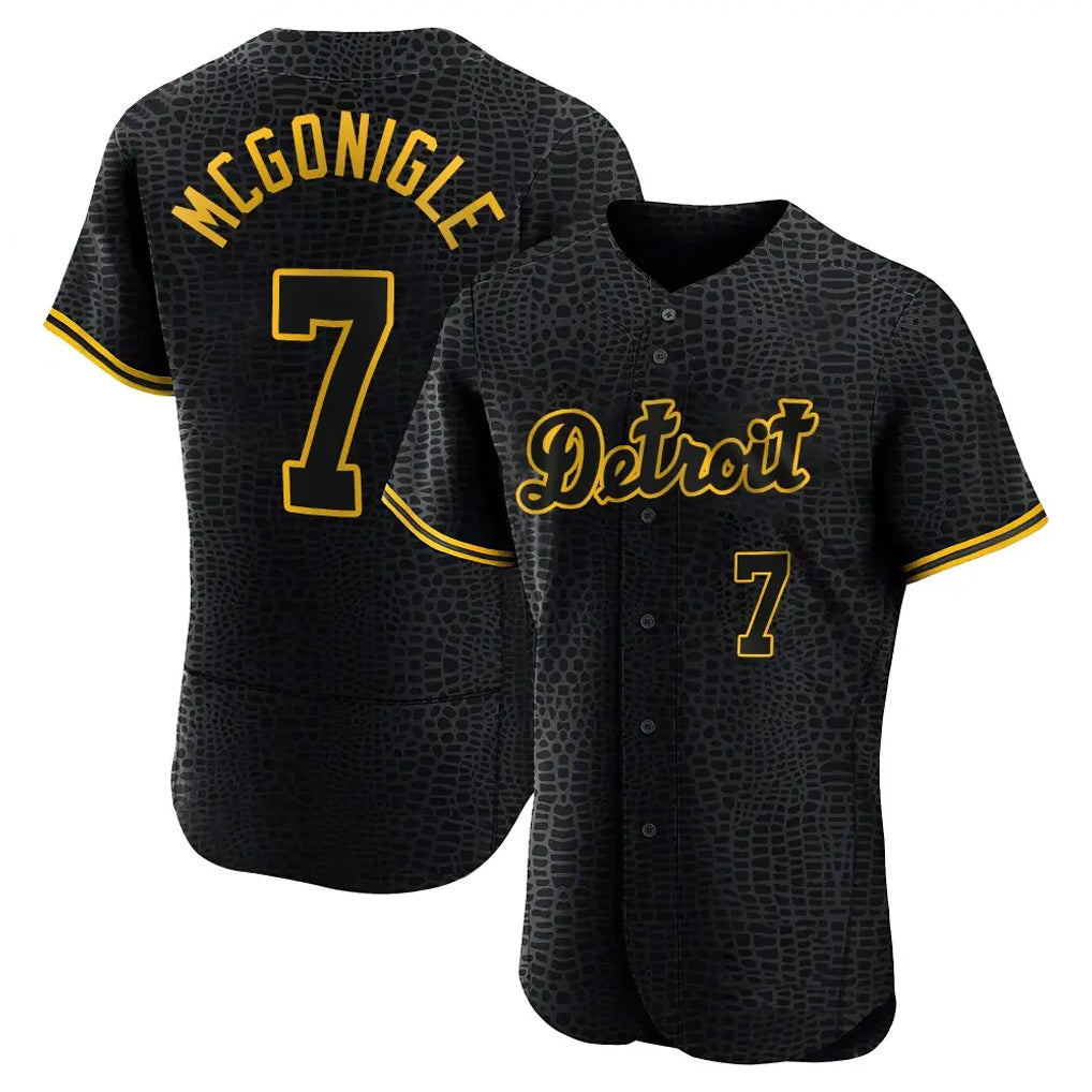 Detroit Tigers #7 Kevin McGonigle Player Black Fotopoulosg Snake Skin City Limited Elite Home Stitched Jerseys