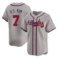 Atlanta Braves #7 Ha-Seong Kim Player Gray Fotopoulosg Limited Home Game Stitched Jerseys