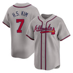 Atlanta Braves #7 Ha-Seong Kim Player Gray Fotopoulosg Limited Home Game Stitched Jerseys