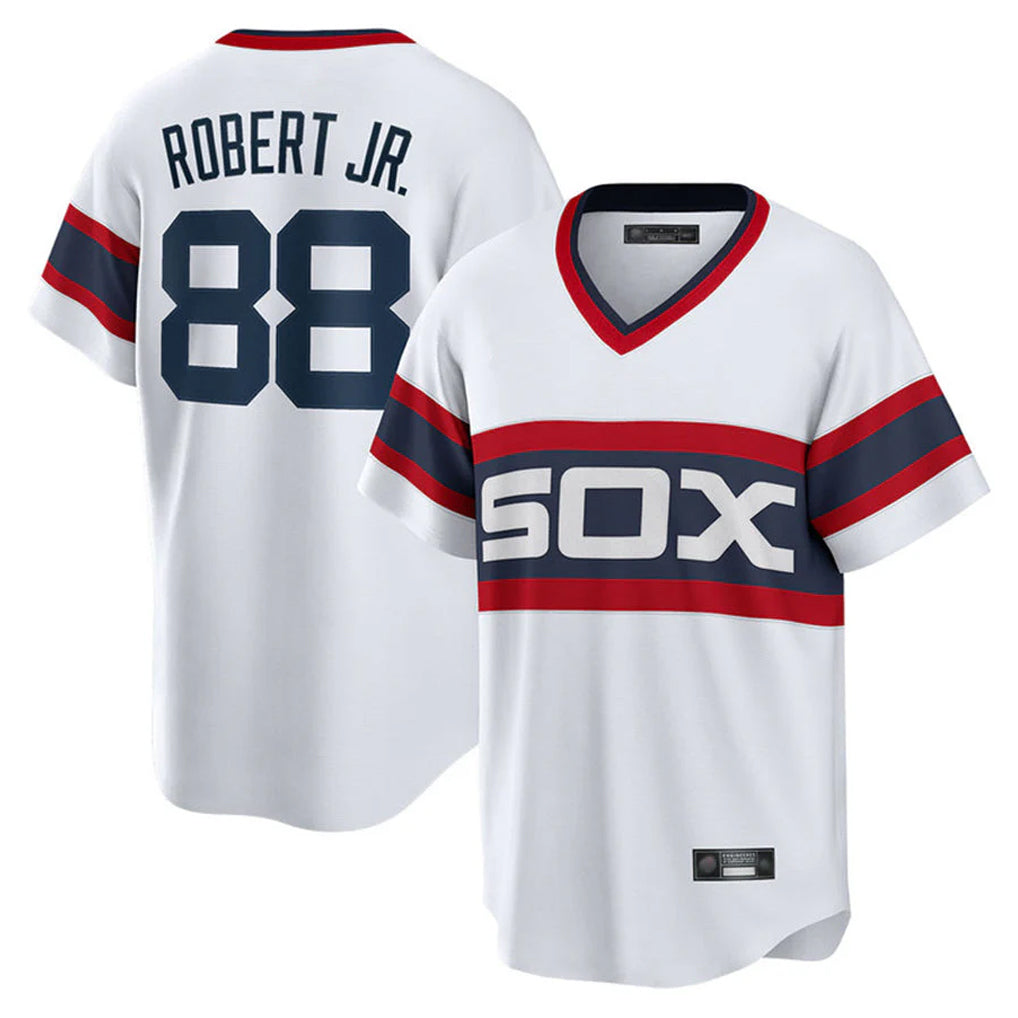 Chicago White Sox #88 Luis Robert Jr Player White Fotopoulosg T-shirt Home Game Stitched Jerseys