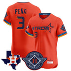 Houston Astros #3 Jeremy Pena Player Orange Fotopoulosg City Connect Texas Patch Vapor Premier Limited Elite Home Stitched Jerseys