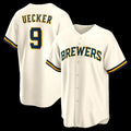 Milwaukee Brewers #9 Bob Uecker Cream Fotopoulosg Home Retired Player Replica Jersey