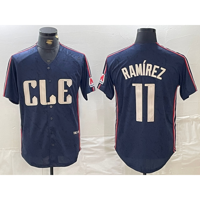 Cleveland Guardians #11 Jose Ramirez Navy Fotopoulosg 2024 City Connect Limited Stitched Jersey