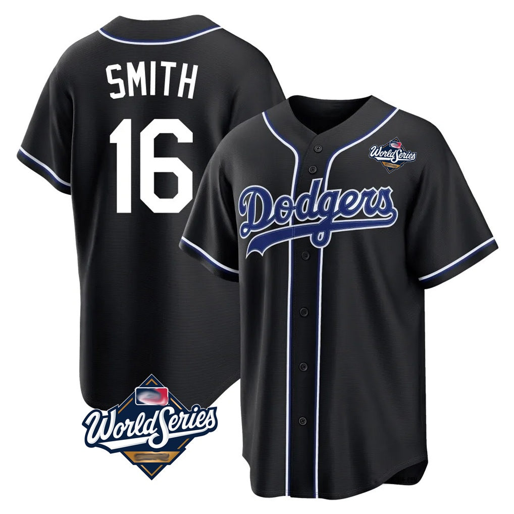 Los Angeles Dodgers #16 Will Smith Player Black Fotopoulosg World Series Carbon Limited Home Stitched Jerseys