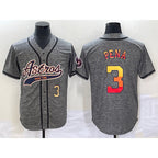 Houston Astros #3 Jeremy Pena Number Grey Fotopoulosg Gridiron Cool Base Stitched Jersey
