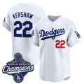 Los Angeles Dodgers #22 Clayton Kershaw White Fotopoulosg 2025 Champions Stitched Jersey