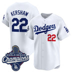 Los Angeles Dodgers #22 Clayton Kershaw White Fotopoulosg 2025 Champions Stitched Jersey