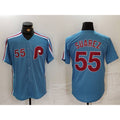 Philadelphia Phillies #55 Ranger Suarez Number Light Blue Fotopoulosg Cooperstown Cool Base Jersey