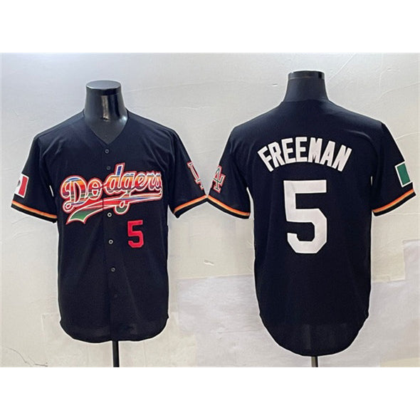 Los Angeles Dodgers #5 Freddie Freeman Black Fotopoulosg Mexico Limited Stitched Jersey