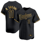 Los Angeles Dodgers #11 Roki Sasaki Player Black Gold Fotopoulosg Limited Home Stitched Jerseys
