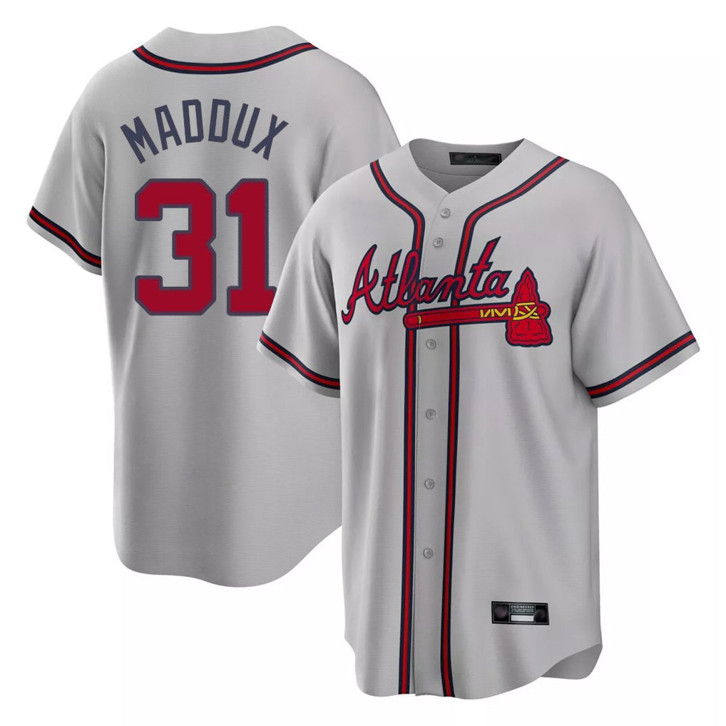 Atlanta Braves #31 Greg Maddux Player Gray Fotopoulosg Home Game Stitched Jerseys