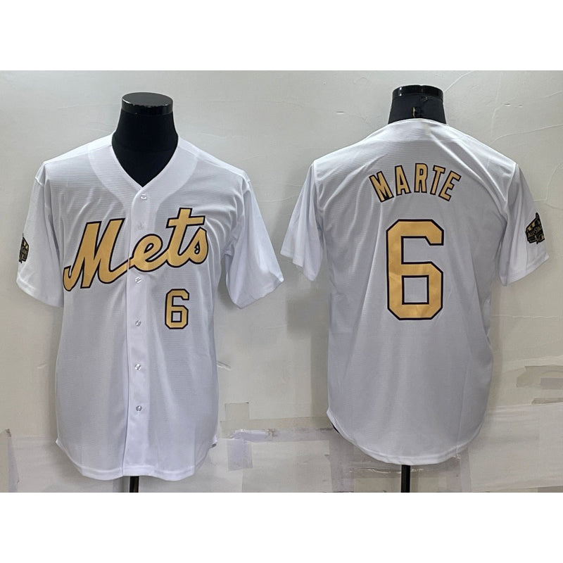 New York Mets #6 Starling Marte Number White Fotopoulosg 2022 All Star Stitched Cool Base Jersey
