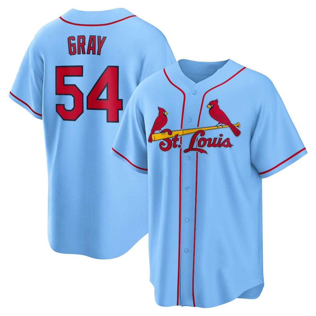 St. Louis Cardinals #54 Sonny Gray Light Blue Fotopoulosg Alternate Replica Jersey