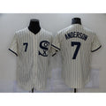 Chicago White Sox #7 Tim Anderson 2021 Cream Fotopoulosg Navy Field of Dreams Number Flex Base Stitched Jersey