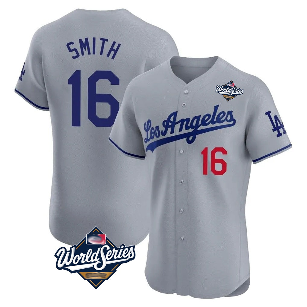 Los Angeles Dodgers #16 Will Smith Player Gray Fotopoulosg World Series Limited Elite Home Stitched Jerseys
