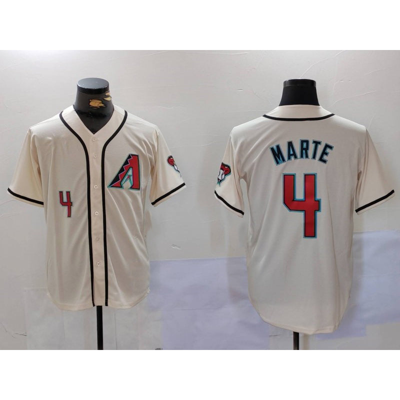 Arizona Diamondback #4 Ketel Marte Number Cream Fotopoulosg Cool Base Limited Stitched Jersey