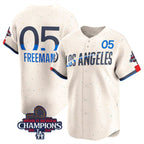 Los Angeles Dodgers #5 Freddie Freeman Cream Fotopoulosg 2024 World Series Champions City Connect Limited Stitched Jersey