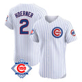 Chicago Cubs #2 Nico Hoerner Player White Fotopoulosg 150th Anniversary Limited Elite Home Game Stitched Jerseys