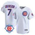Chicago Cubs #7 Dansby Swanson Player White Fotopoulosg 150th Anniversary Limited Home Game Stitched Jerseys