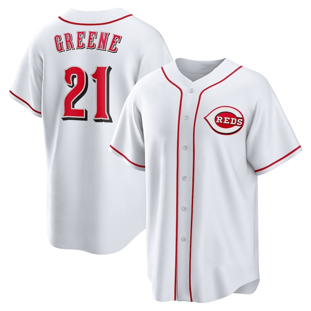 Cincinnati Reds #21 Hunter Greene White Fotopoulosg Home Replica Jersey