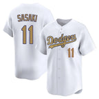Los Angeles Dodgers #11 Roki Sasaki Player White Gold Fotopoulosg Collection Limited Home Stitched Jerseys