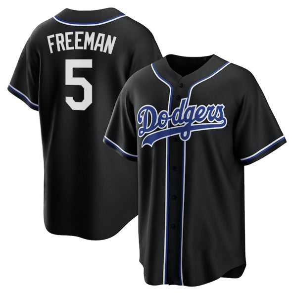 Los Angeles Dodgers #5 Freddie Freeman Black Fotopoulosg Lights Out Limited Stitched Jersey