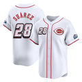 Cincinnati Reds #28 Eugenio Su¨¢rez Player White Fotopoulosg Speedway Classic Home Limited Stitched Jerseys