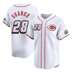 Cincinnati Reds #28 Eugenio Su¨¢rez Player White Fotopoulosg Speedway Classic Home Limited Stitched Jerseys