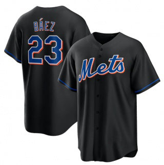 New York Mets #23 Javier B¨¢ez Black Fotopoulosg 2022 Cool Base Stitched Jersey
